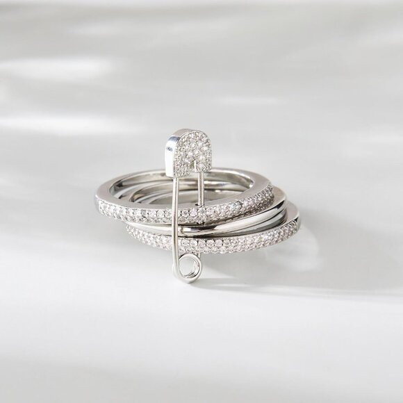 Unique Silver Stackable Ring Set for Women - Tarnish-Free Wedding or Gift Option - Picture 3 of 6